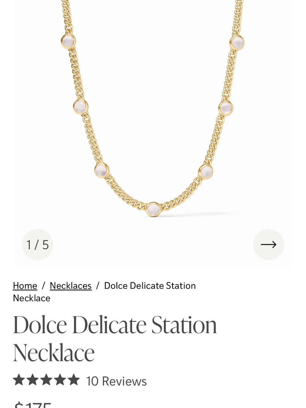 Julie Vos Gold Station Necklace with White Accents